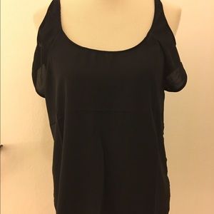 NWOT Cutout Shoulder Black Top